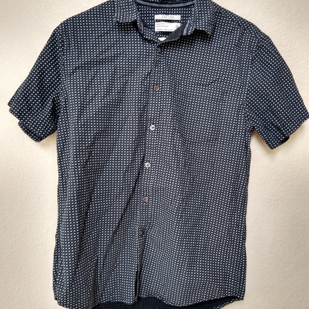 Men's Cactus Dress Short Sleeve Shirt Medium